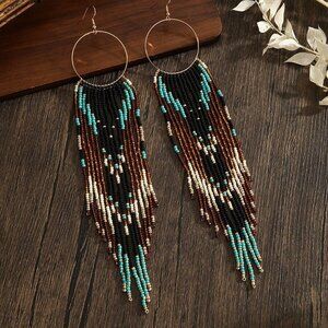 Boho Chic Women's Beaded Tassel Earrings